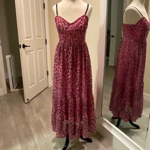 NWT Pink Leopard Lace Betsey Johnson Midi dress Size 6
